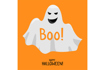 Halloween ghost. Cute smile white ghost spirit vector illustration. Ha