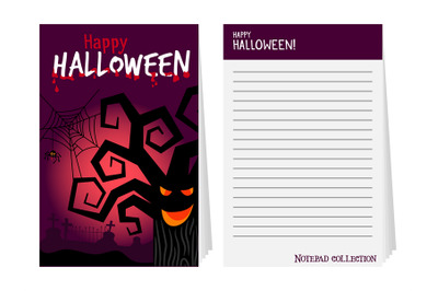 Halloween notepad cover with tree