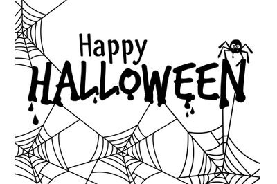 Halloween text banner with spider vector illustration