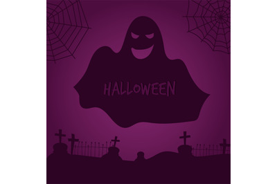 Ghost silhouette. Halloween background with ghost vector illustration