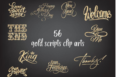 Gold Chic Script Love, Home Sweet Home clipart, Thank You clipart