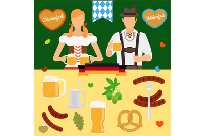 Oktoberfest icons. Germany beer festival Octoberfest icon vector set