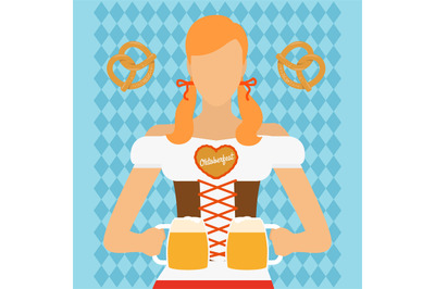 Traditional Oktoberfest woman icon