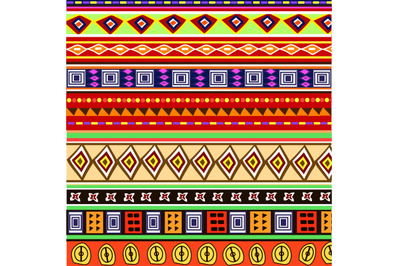 African and mexican aztec tribal vector borders, frame pattern