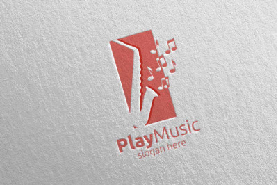 Saxophone Music Logo Design with Square Concept 43