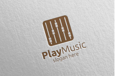 Recording Studio Music Logo with Play Concept 45