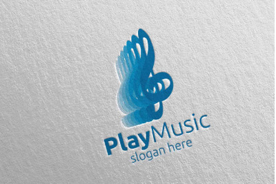 Abstract Music Logo with Note and Play Concept 48