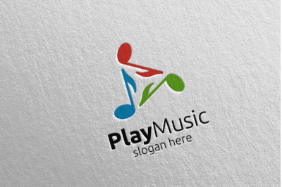 Abstract Music Logo with Note and Play Concept 49