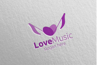 Love Music Logo with Note and Love Concept 50