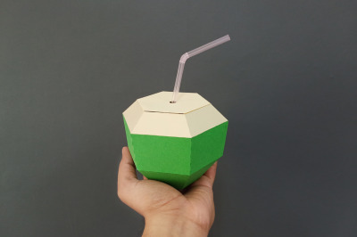 DIY Coconut Favor - 3d papercraft