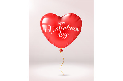 Heart balloon valentines day. Red heart shape balloons, wishes happy v