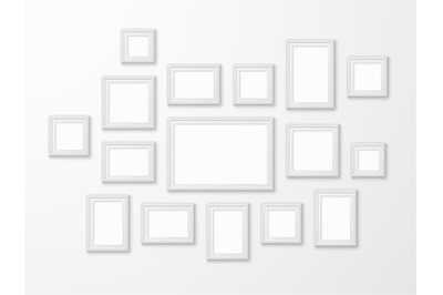 White image frames. Realistic picture frame in different forms mockups