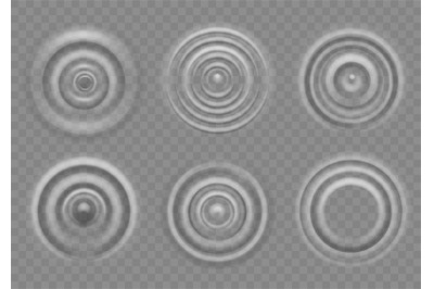 Ripple on water surface. Splash water impact top view, circle water ri