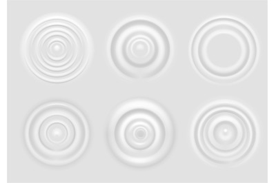 Ripple on white surface. Dairy product circular waves top view, milk s