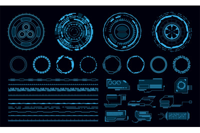 Hud elements. Futuristic blue virtual graphic touch user interface, we