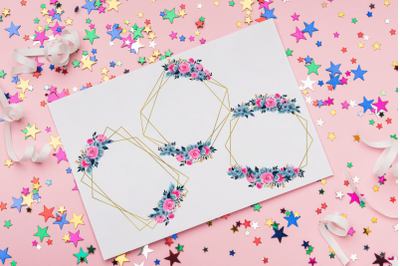 Blue &amp; Pink Romantic Geometric Frames