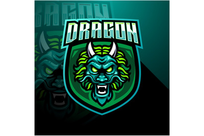 Dragon head esports mascot logo design