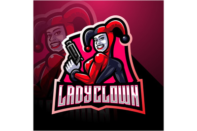 Lady clown esport mascot logo