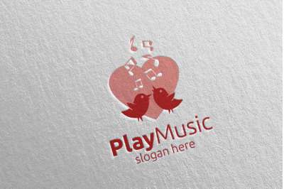 Music Logo with Love and Bird Concept 56