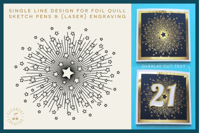 Foil Quill STARBURST single line sketch design SVG file