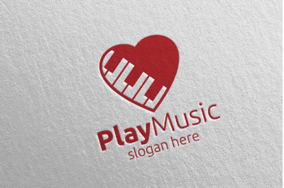 Music Logo with Love and Piano Concept 58