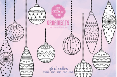 Hand Drawn Ornaments | Christmas Tree Balls | Decorative Holiday
