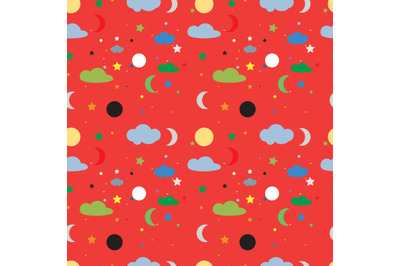 cloud and moon seamless pattern copy space