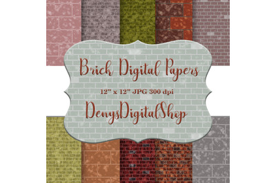 Brick Digital Paper, Brick paper, Bricks Wallpaper, Brick Background,