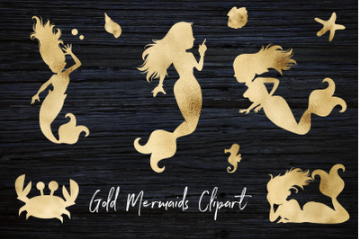 Gold Mermaids Clipart