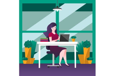 Greenery in workspaces concept design vector illustration