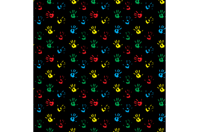 Seamless pattern hand print colored