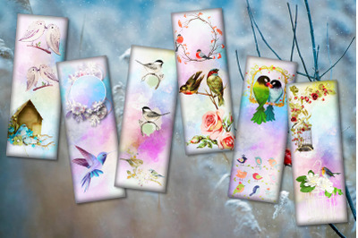 Birds Bookmarks, Flower, Downloadable bookmark