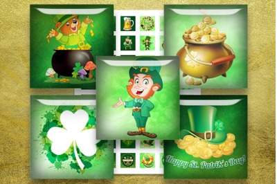 St.Patrick&#039;s Day Digital Collage Sheet,St Patrick Squares