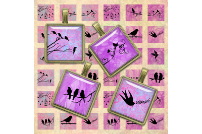 Silhouette Birds,Pink Birds,Purple Birds