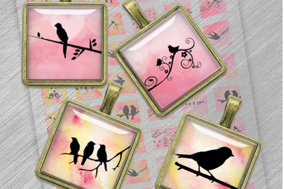 Pink Bird Silhouettes,Square Images