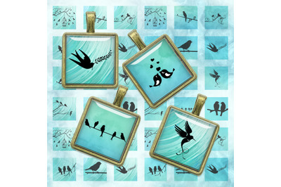 Bird Silhouettes&2C;Digital Collage Sheet