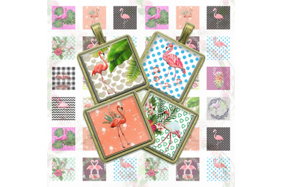 Flamingo Printable, Flamingo Digital Collage Sheets