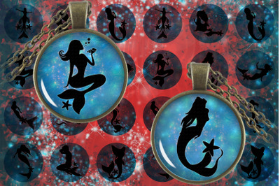 Mermaid Digital Collage Sheet,Mermaid Circles