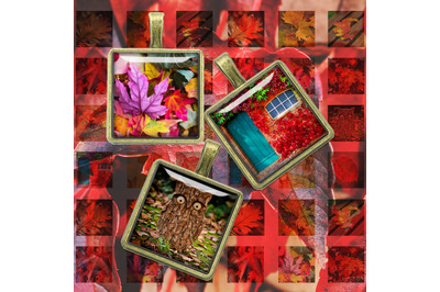 Fall Leaves, 2x2, 1.5x1.5, 1x1 inch, Digital Collage Sheet