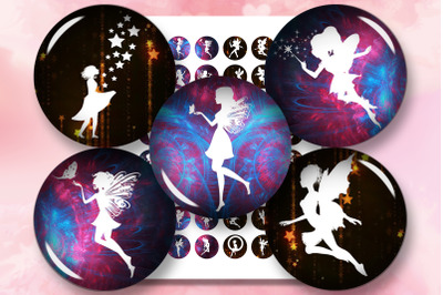 Fairies Silhouettes,Digital Collage Sheet