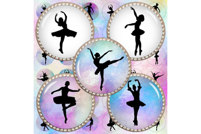 Ballerina Silhouettes,2 inch,1.5 inch,1.25 inch