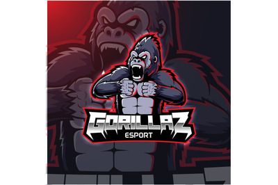 Gorilla esport mascot logo desain