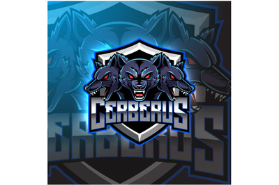 Three headed cerberus mascot logo design