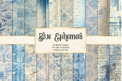 Blue Ephemera Digital Paper