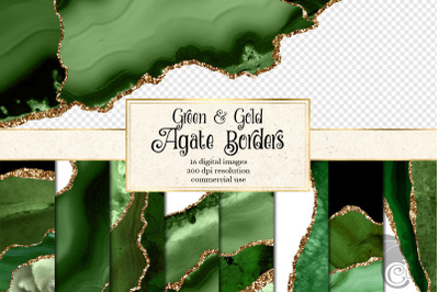 Green and Gold Agate Border Overlays