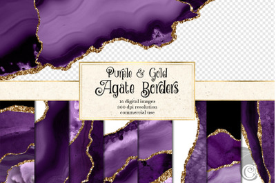 Purple and Gold Agate Border Overlays