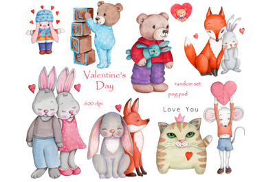 Valentine&amp;&23;039;s Day. Cute animals.