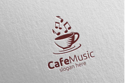 Cafe Music Logo with Note and Cafe Concept 63