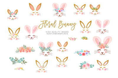 Easter Watercolor Bunny clipart&2C; Bunnies easter Little animals clipart