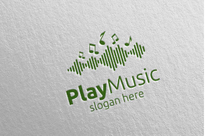 Music Logo with Note and Play Concept 65